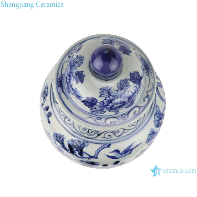 Rzsc07 Jingdezhen Antique Beautiful Flower and Bird Pattern Ceramic Ginger Jar