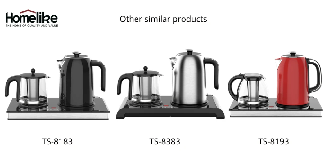 Household Appliance Turkey Automatci 1.7L Electric Stainless Steel Hotel Tea Kettle Tray Set