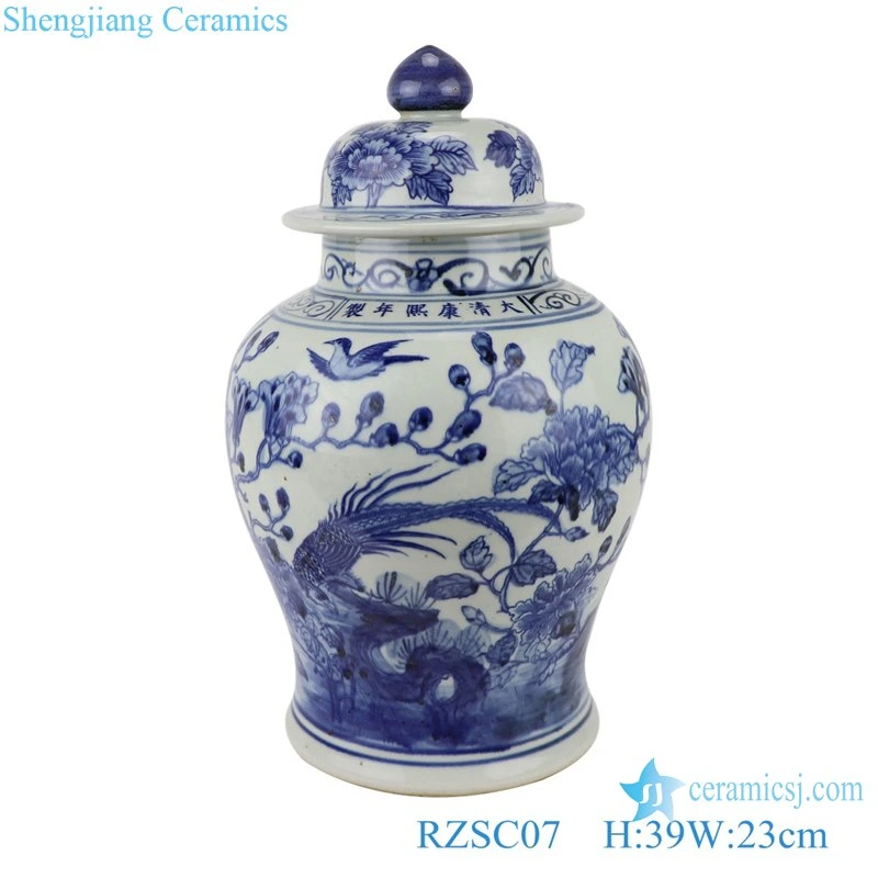 Rzsc07 Jingdezhen Antique Beautiful Flower and Bird Pattern Ceramic Ginger Jar